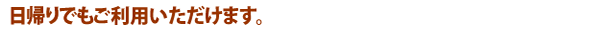 日帰りでもご利用いただけます
