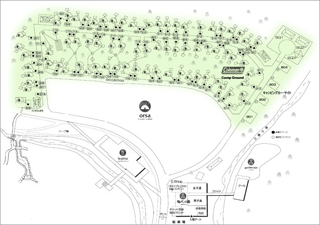 コールマンキャンプグラウンドサイトマップ